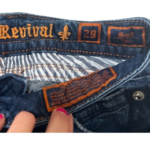 Rock Revival Bootcut Jeans Womens 29 Blue Gwen Boot Embroidered Cowgirl Western - Picture 10 of 16